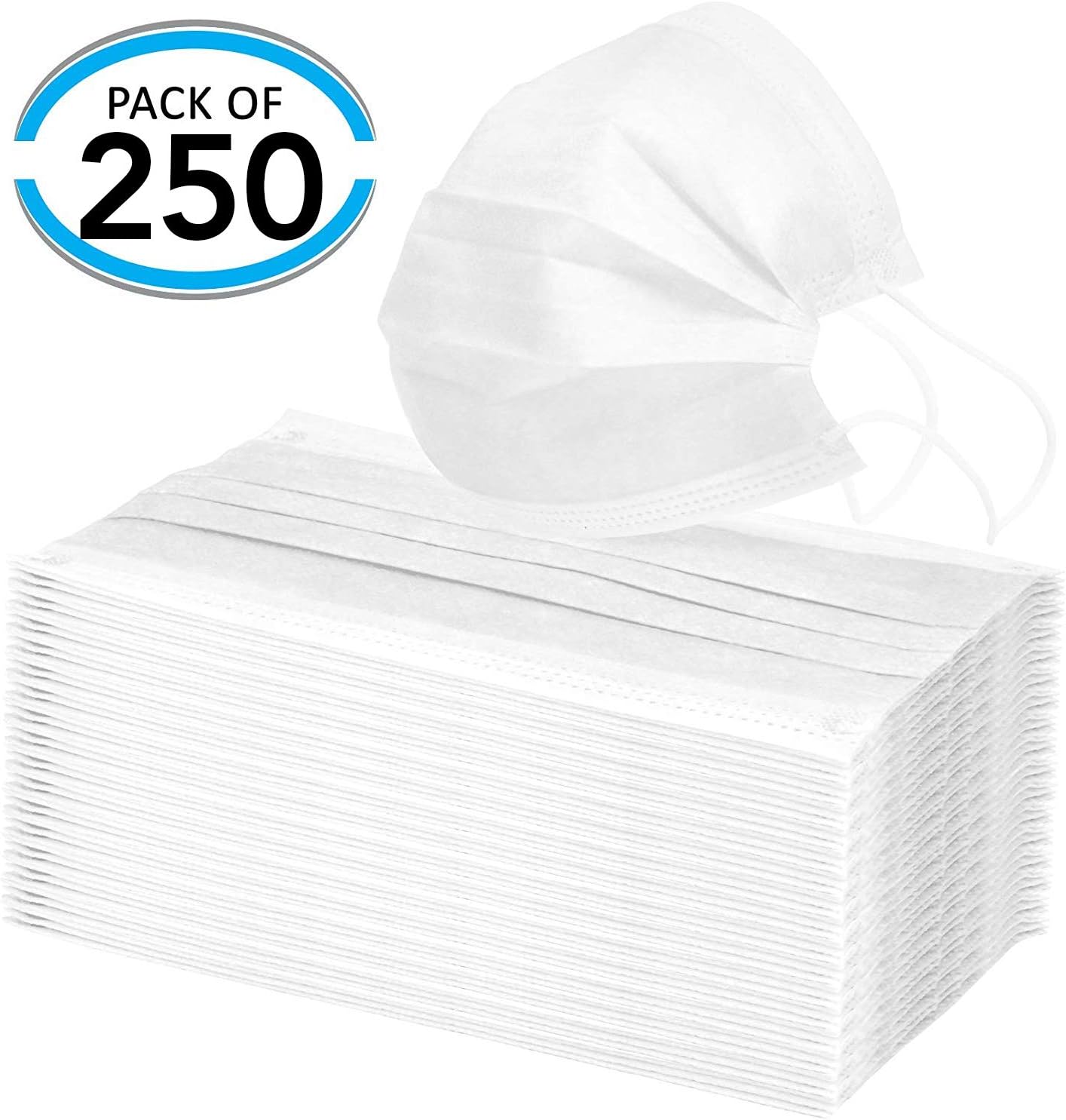 250 Pcs Luxton Disposable Face Mask with Elastic Ear Loop