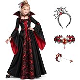 PEADUCK Vampire Costume for Girls 3 4 5 6 7 8 9 10 11 12 | Draculaura Halloween Costumes, Vampire Costume Set for Girls, Halloween Dress Up Party, Cosplay, Vampire-Themed Party