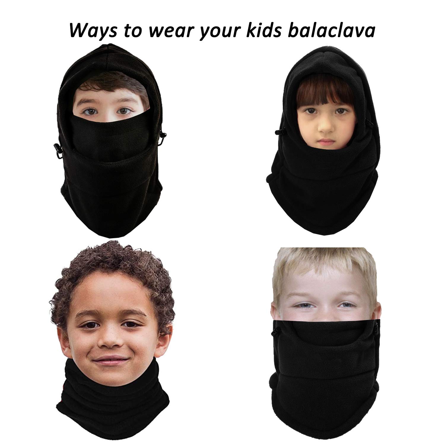 YQXCC Kids Winter Hats Balaclava Ski Mask Windproof Warm Adjustable with Fleece Lining Hat for Boys Girls