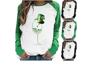 YAFINMO St Patricks Day Sweatshirts Women Long Sleeve Crewneck Shirts Cute St. Patrick'S Shamrock Outfit Oversized Irish Tops