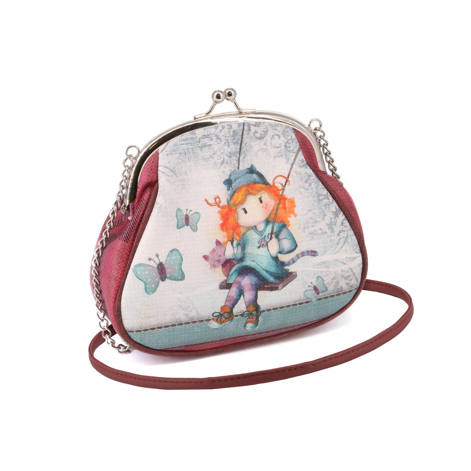 Forever Ninette Swing-Large Chain Retro Shoulder Bag, Multicolour, 18 x 17.5 cm