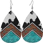 Faux Leather Teardrop Earrings for Women Drop Dangle Earrings