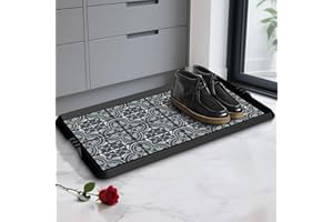 BEHERO Boot Tray Shoe Mat Decorative Patterned, Rubber Boot Matt Tray Indoor and Outdoor Use, 16" x27.5" Shoe Cleaning Mat Non-Slip, Shoe Storage Waterproof with Artistic Prints for Entryway(Gray)