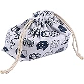 TOYANDONA Drawstring Lunch Bag Double-Layer Thickened Japanese Style Bento Tote Pouch Candy Gift Holder Pack for Home Wedding Birthday Party White