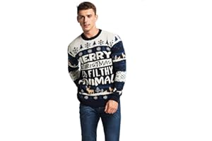 U LOOK UGLY TODAY Men`s Ugly Christmas Sweater Unisex Women`s Funny Novelty Santa Pullover for Party