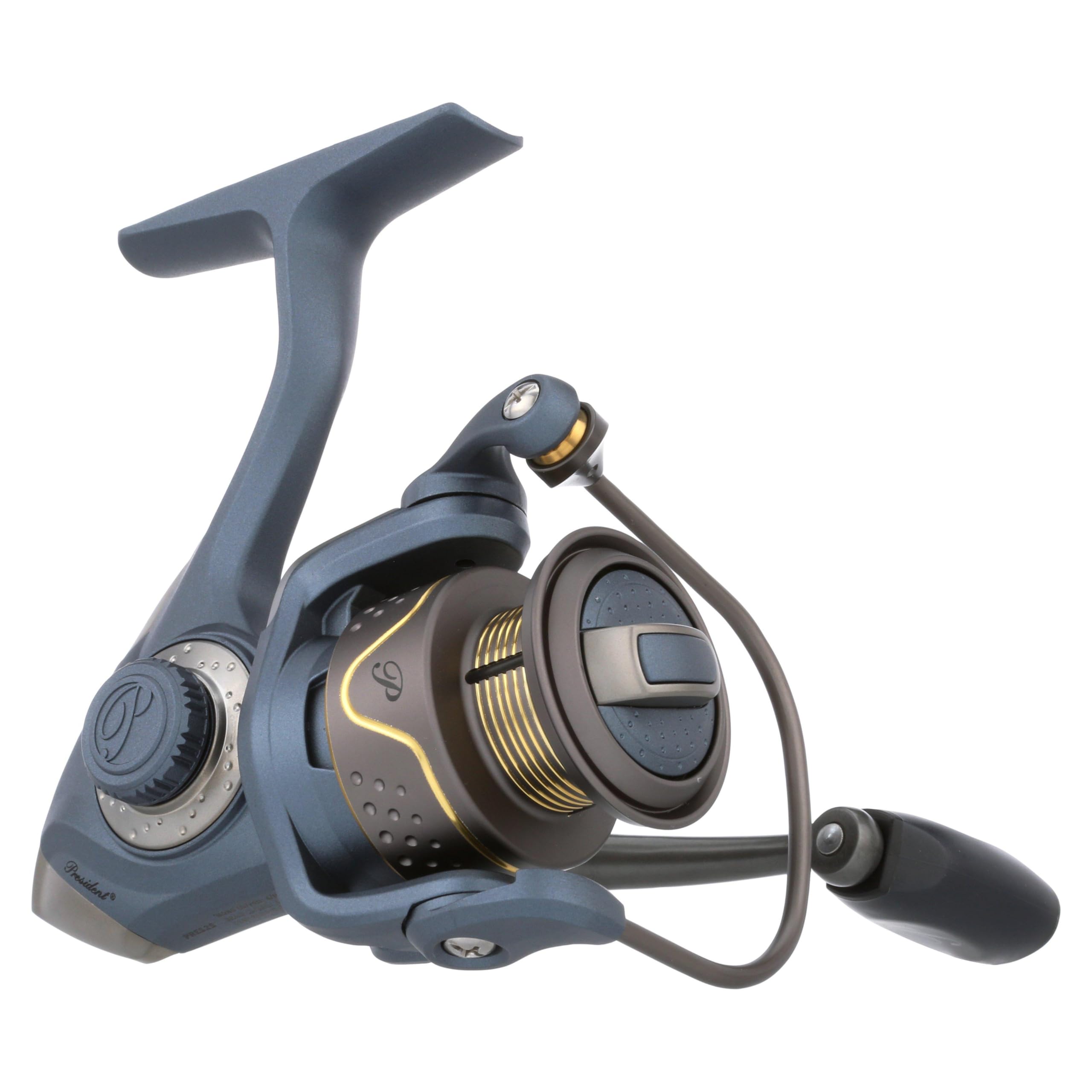 Photo 1 of Pflueger President Spinning Fishing Reel, Size 25, 10 Stainless Steel Ball Bearing System, Sealed Oil Felt Front Drag, Lightweight Graphite Construction