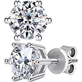 Moissanite Stud Earrings for Women Men, Nickel Free S925 Sterling Silver Hypoallergenic Earrings, 1ct - 2ct D Color VVS1 Clarity Brilliant Round Cut Lab Created Diamond Earring Set Promise Birthday Christmas Gift