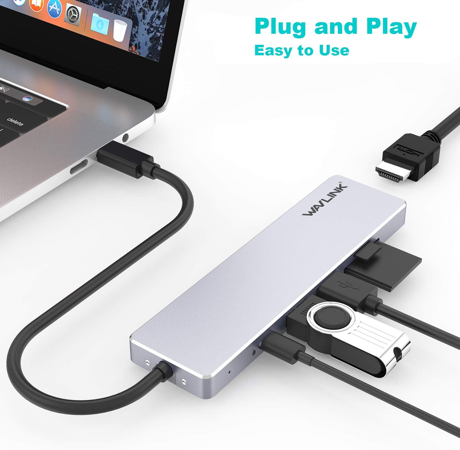 WAVLINK USB C Hub Mini Dock for Travel, 6-in-1 USB C Adapter with 4K@30 Hz HDMI, USB 3.0 Ports, 65W PD Port, SD and TF/Micro SD Card Readers, for Mac Pro and Type C Laptops, Model: WL-UHP3407: Computers & Accessories