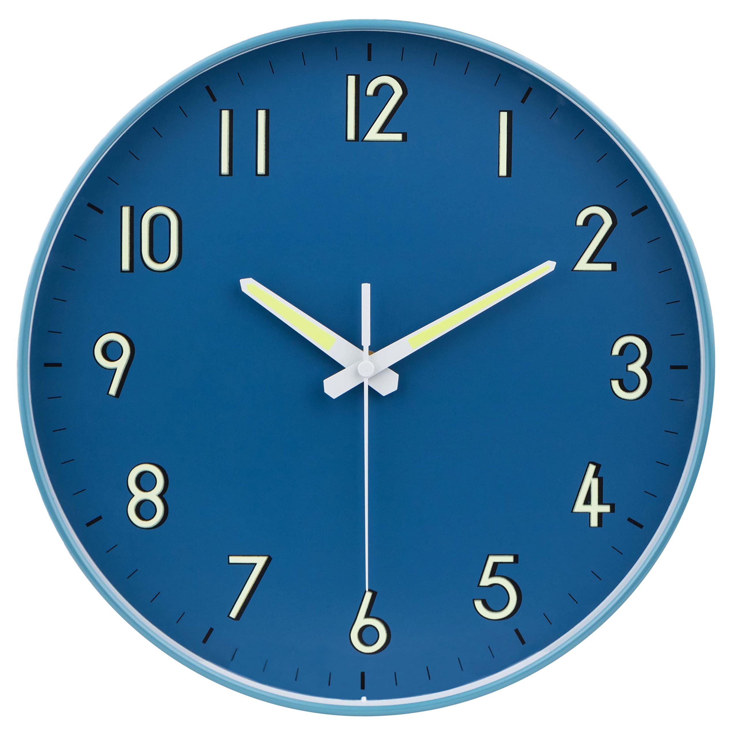Photo 1 of Timely Furnishings Midnight Blue Silent Wall Clock, with Glow in The Dark Numbers and Hands, Modern Eye Catching Home Decor for Any Room