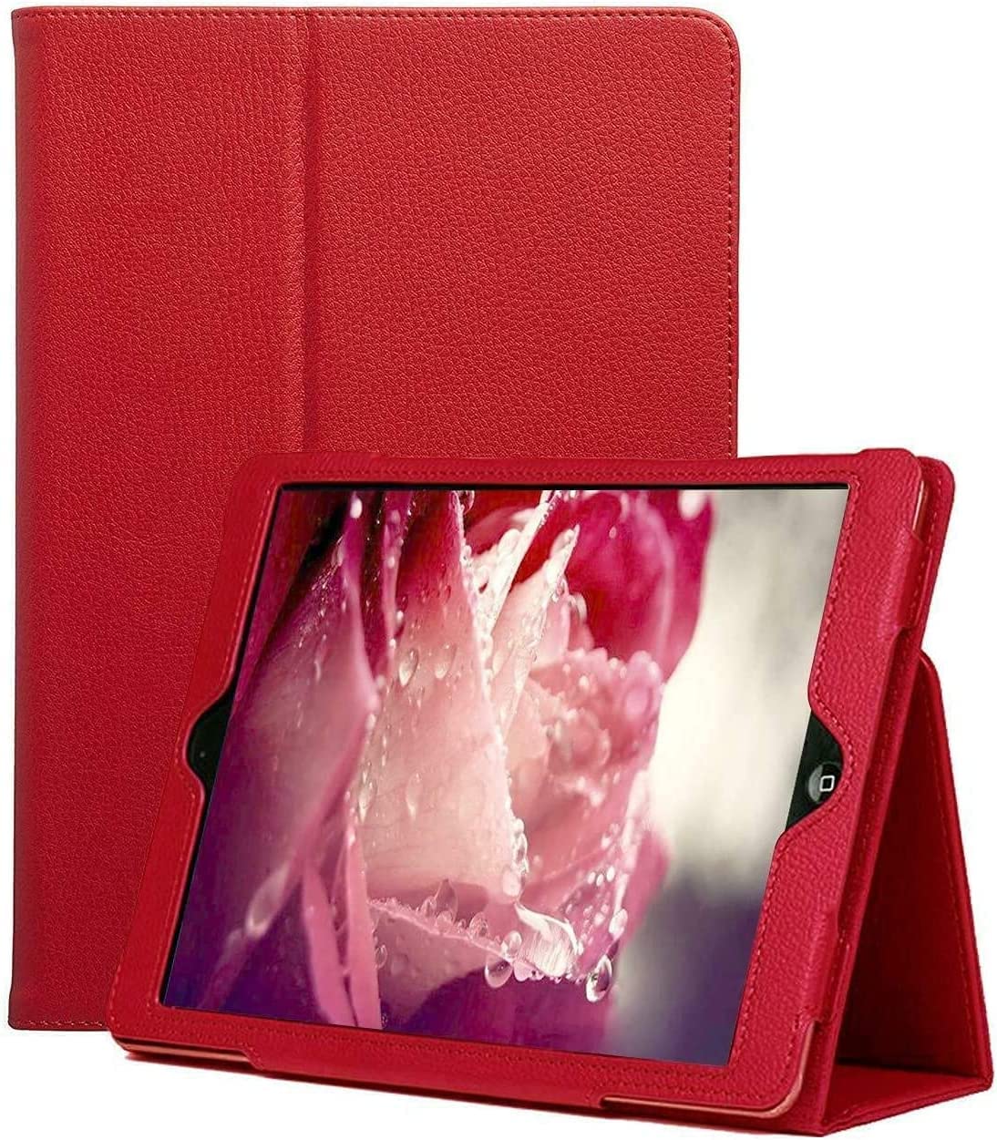 Leather Flip Stand Folio Case Cover For Apple iPad 9th generation 2021 (A2602, A2604) 8th Generation 2020(A2270,A2428) 7th Generation 2019 (A2197,A2198) (Red)