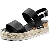 Athlefit Women's Espadrilles Sandals Ankle Strap Buckle Wedge Sandal Open Toe Studded Platform Sandals