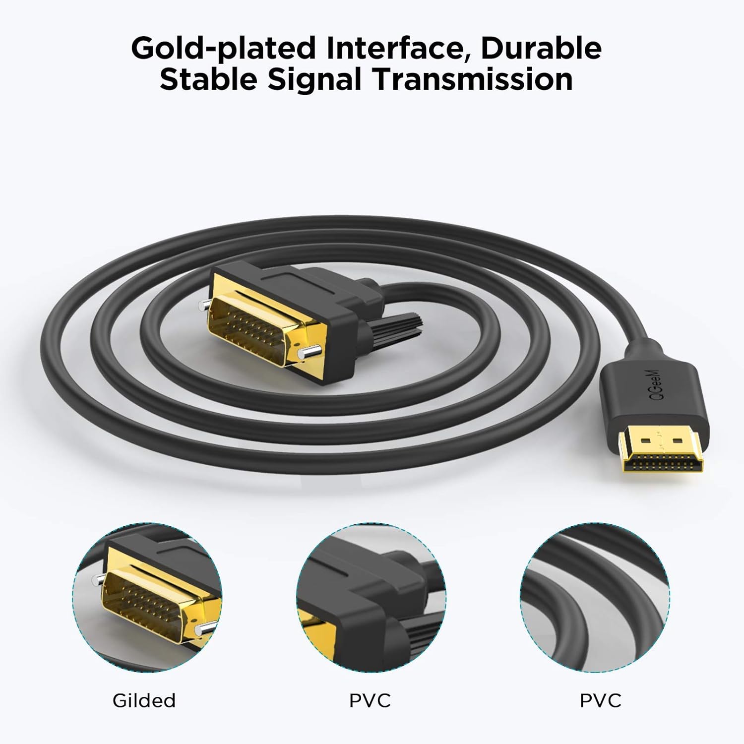 HDMI to DVI Adapter Cable 6FT, QGeeM Bi Directional 4K HDMI Cable Male to Male, Support 1080P for Raspberry Pi, Roku, Xbox One, Laptop, Graphics Card, Blue-ray, Nintendo Switch etc, DVI to HDMI Cable: Industrial & Scientific