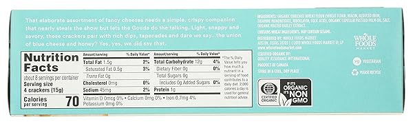 365 BY WHOLE FOODS MARKET, ORGANIC ORIGINAL WATER CRACKERS, 4.4 OUNCE