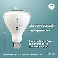 GE LED+ Battery Backup LED Light Bulbs, Emergency