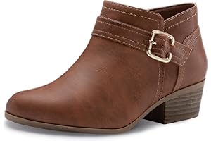 Athlefit Women's Ankle Boots, Chunky Heel Short Boots for Women, Classic Pointed Toe Fall Shoes for Women with Classic Side Z