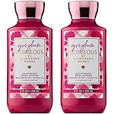 Bath & Body Works Gingham Gorgeous Body Lotion, Lightweight Daily Moisturizer with Shea Butter & Coconut Oil – Pink Strawberries, Peony Blooms, and Peach Nectar Scent, 8 fl oz - 2 Pack