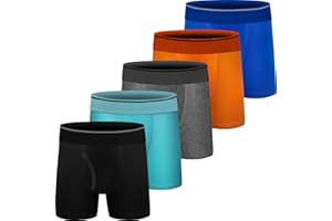 CONKEND Boys Boxer Briefs,Cotton Toddler Underwear Breathable Mesh Performance Sport Big Boy Boxer Briefs with Fly 5Pack