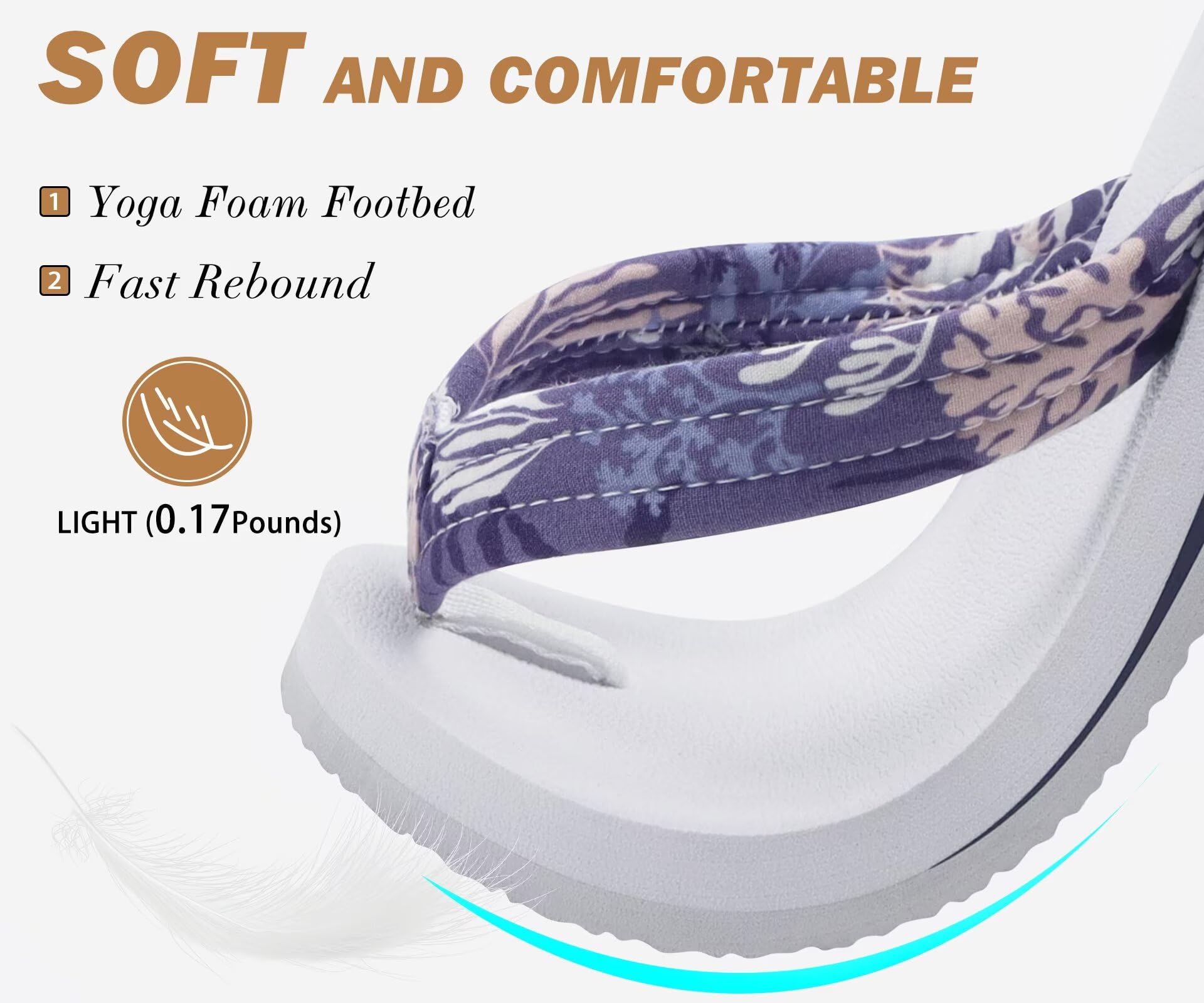 KuaiLu Womens Arch Support Flip Flops Ladies Comfort Lightweight Soft Yoga Mat Cushion Walking Thong Sandals