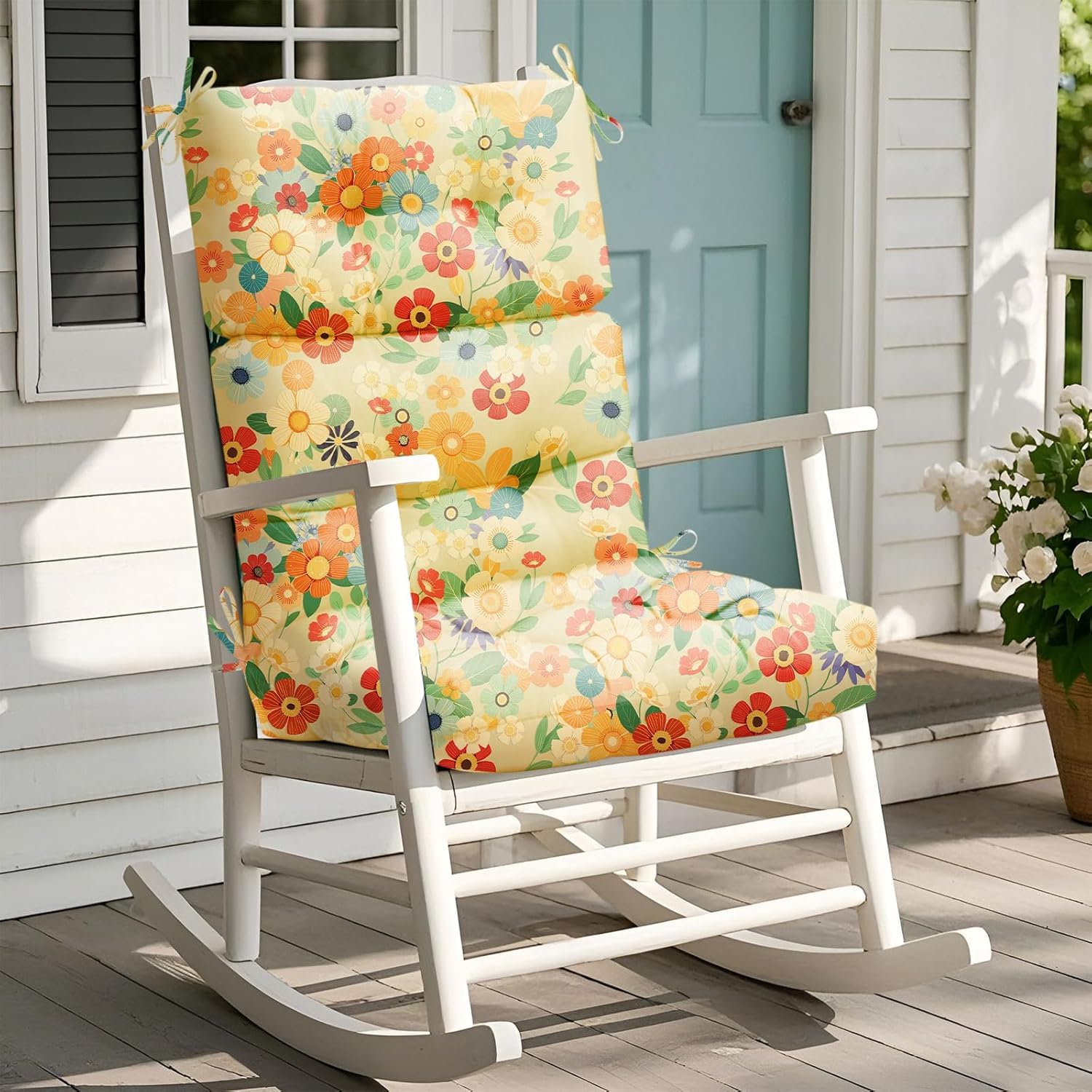 Photo 1 of Uthem Rocking Chair Cushion, Waterproof Chairs Cushions for Adirondack Chairs Patio Chair High Back Thicked Cushions Outdoor and Indoor with Ties, Daisy