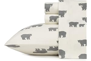Eddie Bauer - Twin Sheets, Cotton Flannel Bedding Set, Brushed for Extra Softness, Cozy Home Decor (Bear Family)