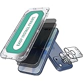 Smartish® iPhone 17 Pro Privacy Screen Protector + Camera Lens Covers - Tuff Sheet - 2-Pack Tempered Glass [Scratch-Resistant] 9H Anti Spy w/Easy Install Frame for Apple iPhone 17 Pro