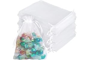 WLEAD 4x6 Inch 100PCS White Organza Gift Bags Bulk - Thick 210T Wedding Favor Bags for Soaps, Candles, Bath Bombs, Jewelry Packaging, Event Planner Supplies,Tear-Resistant & Reusable