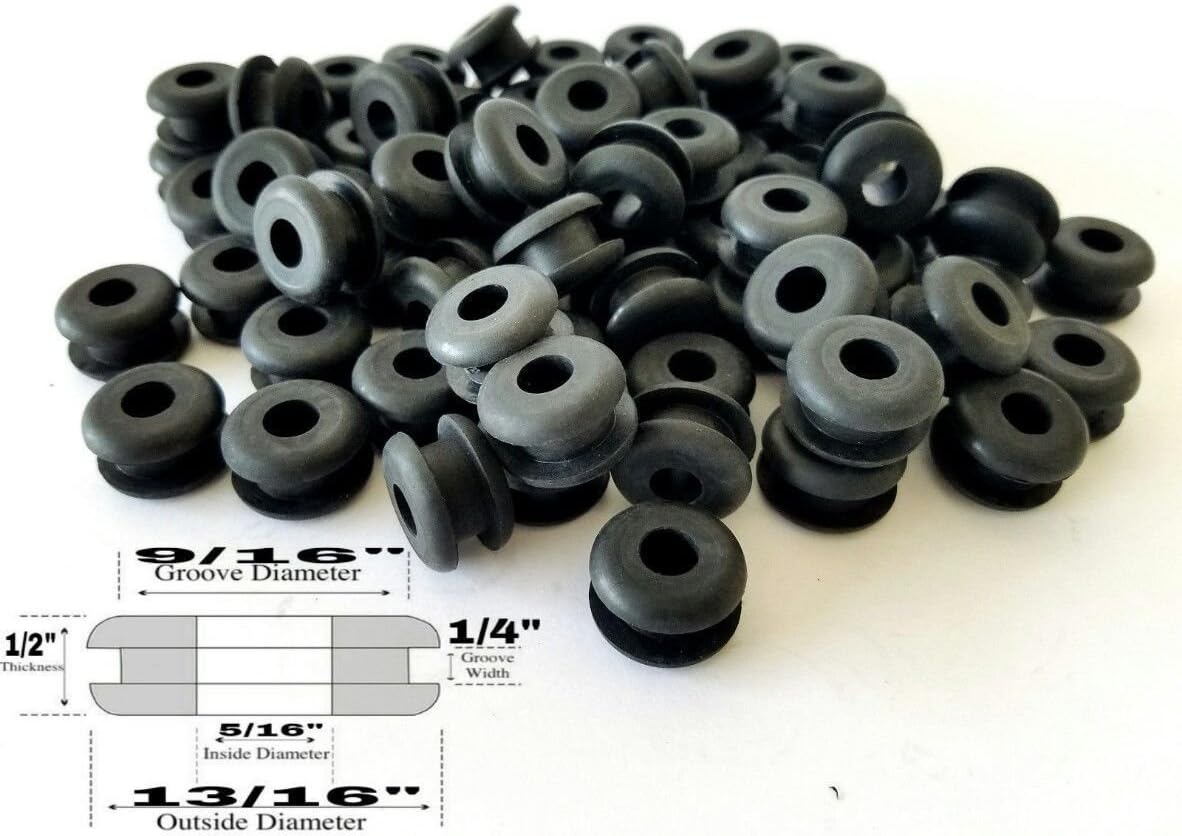 Fits 7/8 Panel Hole 5/16 Thick 50 Rubber Grommets 5/8 Inside Diameter