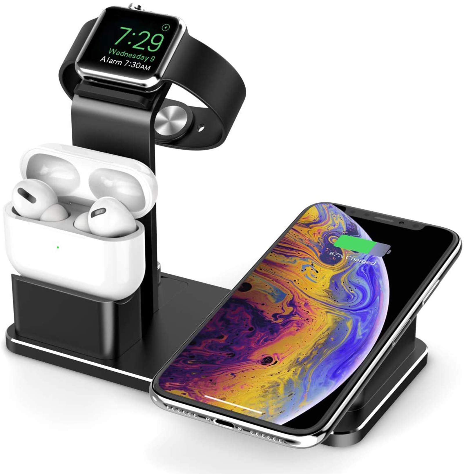 Wireless Charger Stand, VIGLT 3 in 1 Wireless Charging Station Dock Compatible with Apple Watch Seri