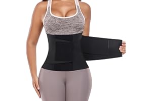 QEESMEI Waist Trainer for Women Waist Cincher Trimmer Ab Belt Tummy Control Body Shaper with Triple Wrap (Black,Large)
