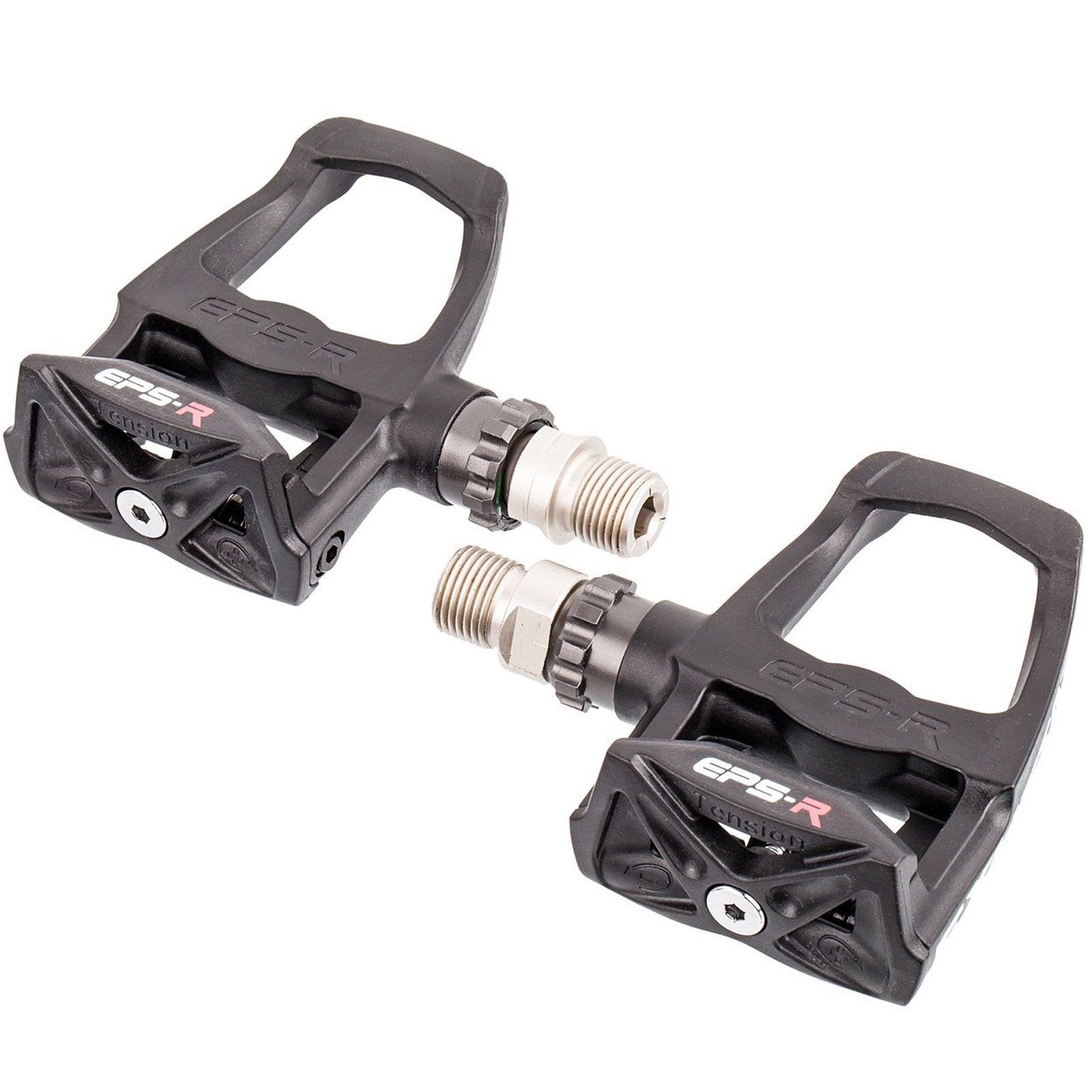 Exustar Keo Pedals and Cleats - (Black/ Red)