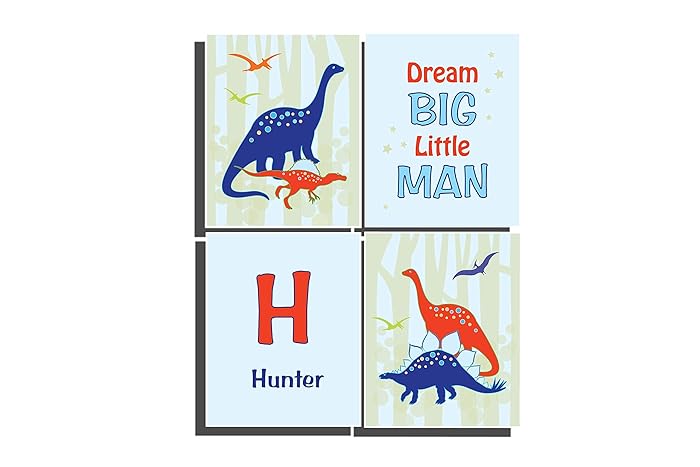 Amazon Com Dinosaur Wall Art Nursery Pictures Kids Red Navy