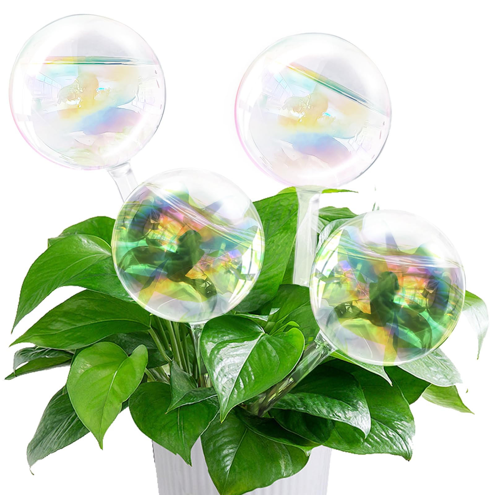 Photo 1 of Pynqdfu 4 Pcs Large Plant Watering Globes,Self Watering Planter Insert Plant Accessories,Rainbow Gradient Glass Watering Devices for Vacation,Travel,Indoor,Outdoor,Home,Garden,10.6" L×3.15" D
