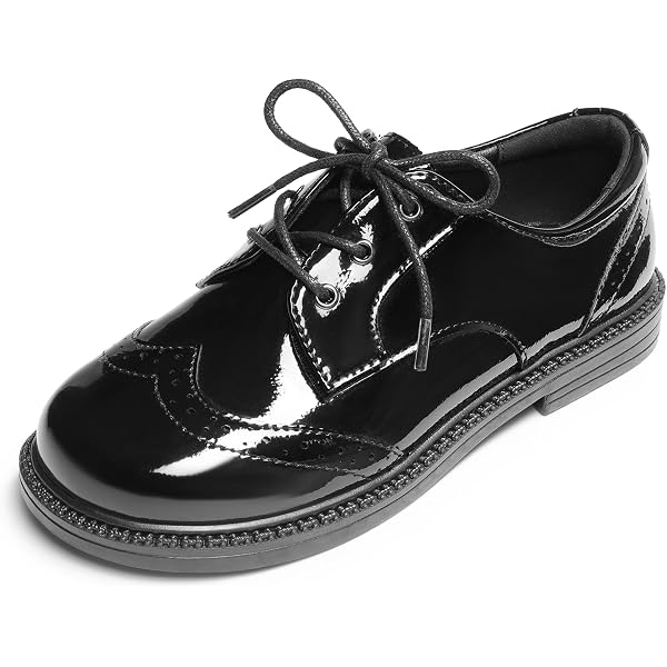 Amazon.com | Boys Derby Patent Formal Dress Black Shoes Lace Up Wedding  Prom Footwear, Size US Toddler 6 | Oxfords