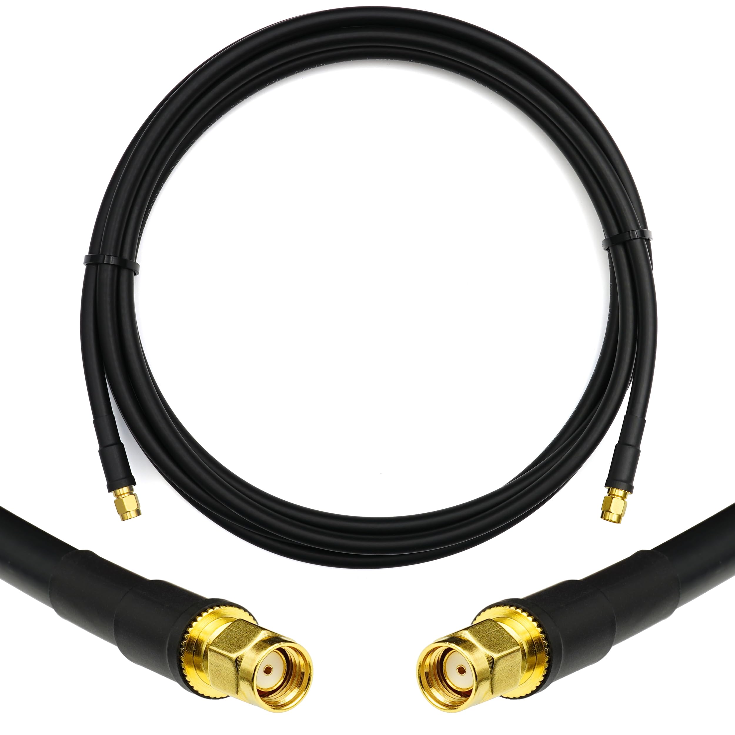 RANGEFUL RP-SMA Male Extension Cable 30cm 1ft – 5D-FB Low-Loss Ø7.5mm 0.3 Meter Coax Lead (50 Ohm) – for Wireless Router Antenna RF Aerial Radio WIFI Card