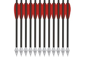HUNTSPM 6.3" Carbon Pistol Crossbow Bolts,Mini Crossbow Arrows with Broadhead Tips Hunting Arrows for 50-80lbs Pistol Crossbo