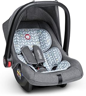 Lionelo Noa Plus Auto Kindersitz Babyschalle ab Geburt bis 13 kg Fußabdeckung Sonnendach leichte Konstruktion 3-Punkt-Sicherheitsgurt abnehmbarer Polsterbezug (Grau)