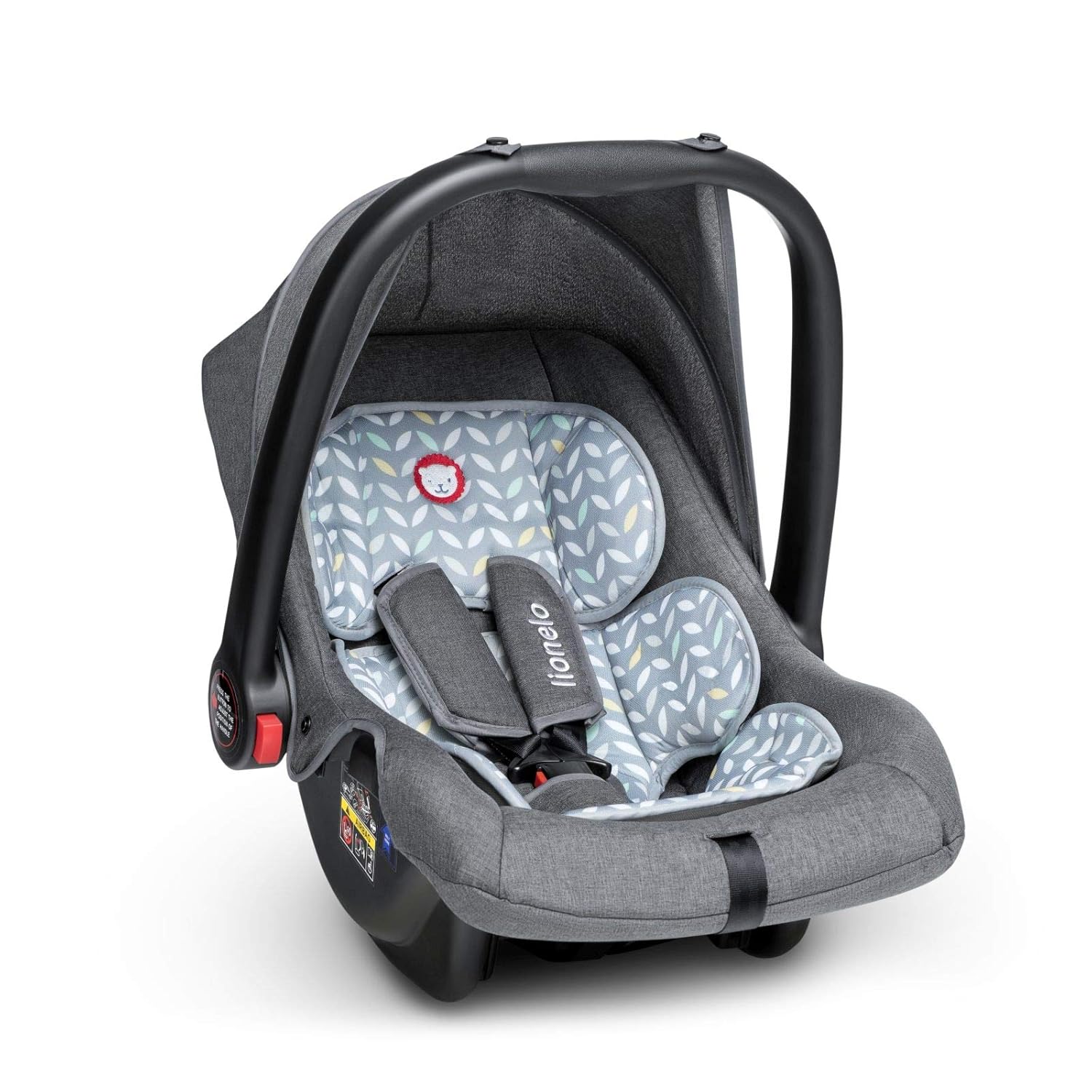 Lionelo Noa Plus Auto Kindersitz Babyschalle ab Geburt bis 13 kg Fußabdeckung Sonnendach leichte Konstruktion 3-Punkt-Sicherheitsgurt abnehmbarer Polsterbezug (Grau)