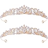 2 Pieces Gold Tiara Crown for Women Wedding Tiaras for Bride Princess Crowns and Tiaras for Girl Rhinestone Crowns for Birthday Halloween Cosplay Christmas Party Prom Gifts