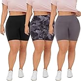QGGQDD 3 Pack Plus Size Biker Shorts for Women – 8" High Waisted Black Shorts for Yoga Workout (2X 3X 4X)