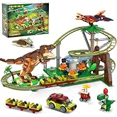 HOGOKIDS Dinosaur Roller Coaster Building Set for Adults Boys Girls 8+ | 1222 PCS Roller Coaster Building Toy with 4 Dinosaur, Off-Road Vehicle, Food Cart, Dinosaur Models Playset, Gift for Kids