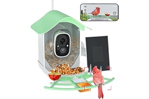 UHAOO Smart Bird Feeder with Camera, AI Identify Bird Species & Solar Panel, Bird Watching Camera, Auto Capture Bird Video, Instant Bird Arrival Alert, Live View, Backyard Garden Bird Watching