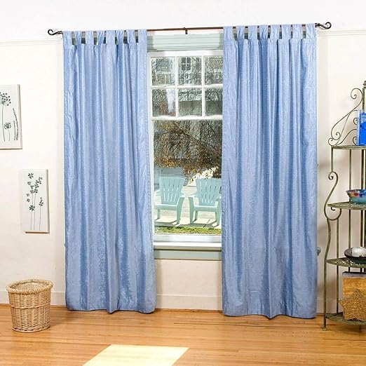 Amazon Com Light Blue Tab Top Velvet Curtain Drape Panel