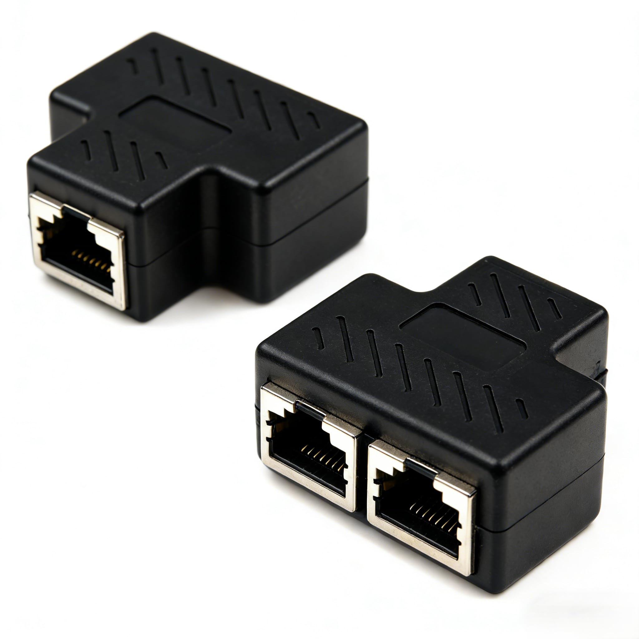 (Pack of 2) RJ45 1 to 2 Way Dual Ethernet Network LAN Female F Cable Joiner Coupler Connector Adapter Extender CAT6 CAT5e CAT5