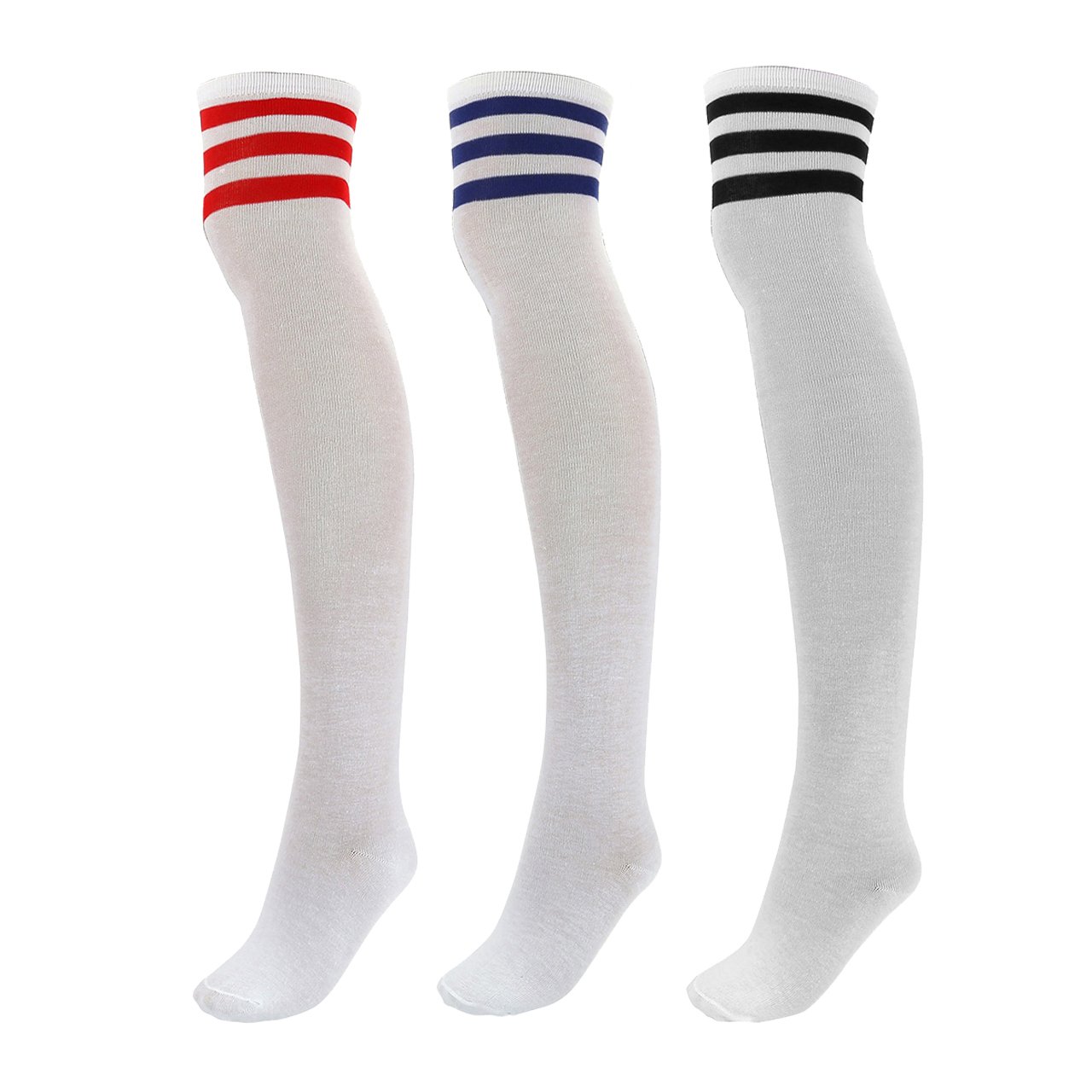 CHIC DIARY Women Girls Spring Stretch Knee High Sock Elastic Thigh Stocking (08-3pairs)