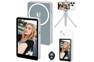 Kalofaye Magnetic Phone Vlog Selfie Monitor Screen, Wireless Connection, Bluetooth Remote Control, Rear Camera Monitor for Selfie Vlog Live Stream TikTok, Compatible with iPhone & Android