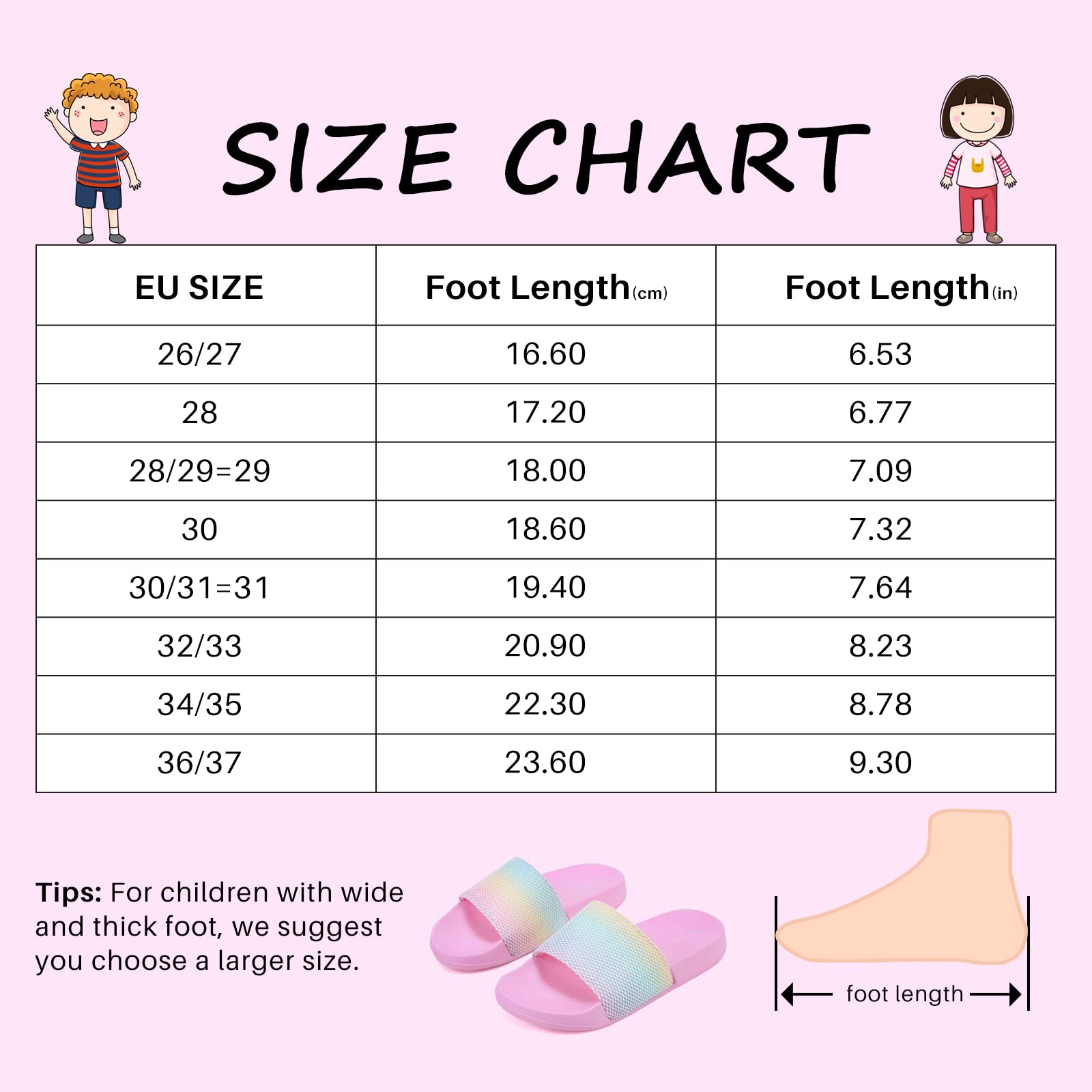 WateLves Badelatschen Kinder Sommer Hausschuhe Badeschlappen Jungen Mädchen Rutschfeste Dusch Badeschuhe Strand Sandalen(Regenbogen 34/35EU) 6