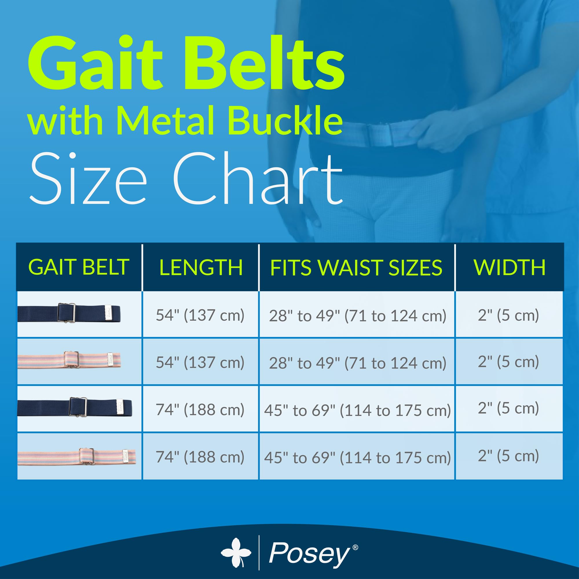 TIDI Posey Gait Belt, Navy Blue, Long, 74” – Walking Belt & Gait Belt – Quantity: 1 – Medical Supplies for Nurses, Physical Therapy & Home Care (6528L)