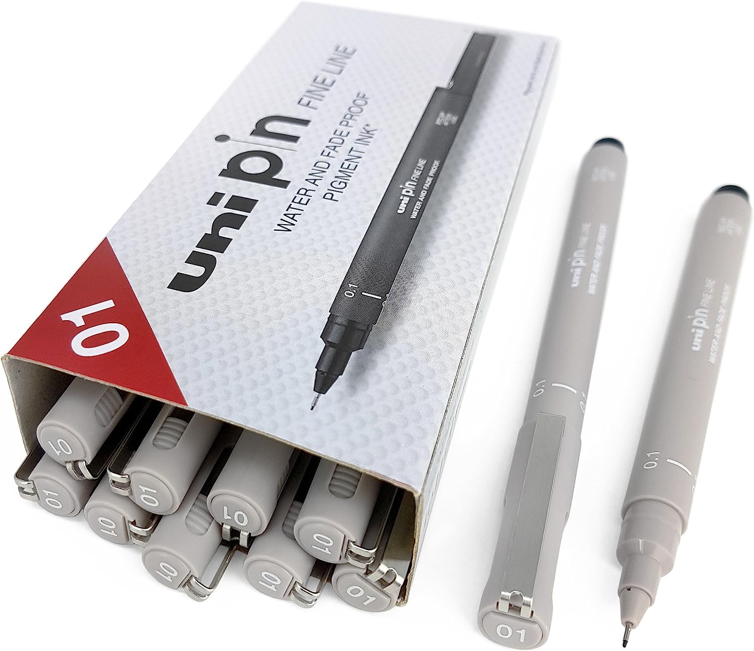 Uni Pin Fineliner Drawing Pen - Light Grey Tone - 0.1mm - Box of 12