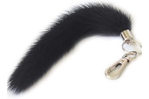 Fosrion Real Raccoon Tail Fur Cat Bites Toy with Three Section Retractable Carbon Fiber Rod (Marten)
