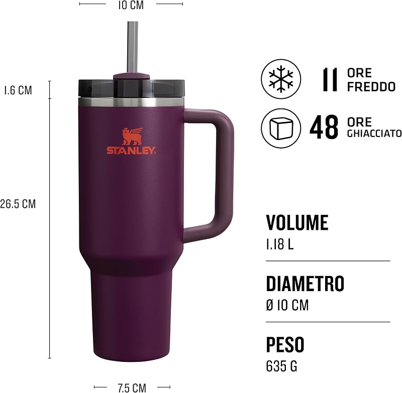 1913 Quencher H2.0 Flowstate Borraccia Con Cannuccia 1.2L - Plum